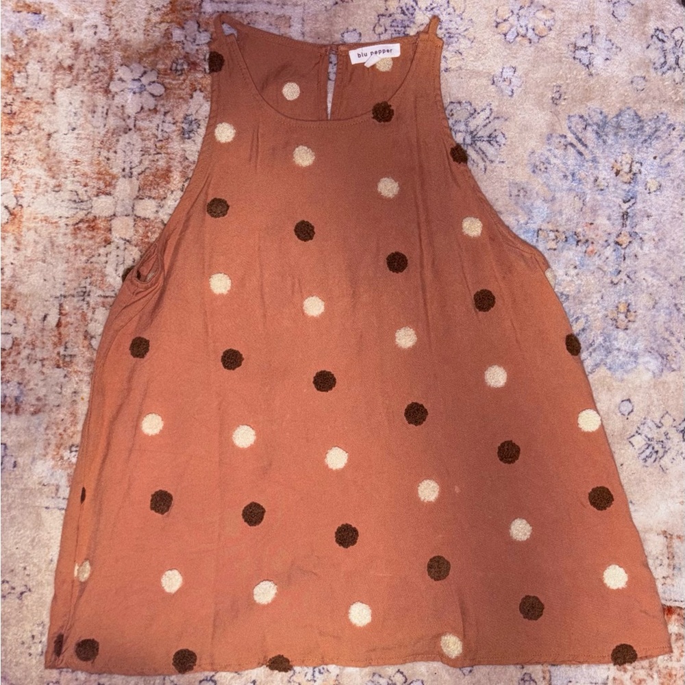 🦌 Blu Pepper Polka Dot Tank Top - Brown and Cream 🦌